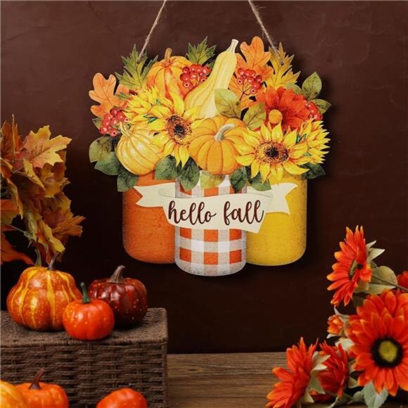 Thanksgiving Welcome Sign Fall Wall Art Wood Autumn Maple Door Decor - Picture 5 of 7